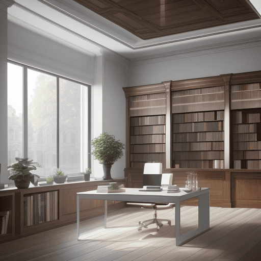 AI generated: Library, İnterior design,loft design, ,realestic render, 4k frame, lighting, line , led design,white...