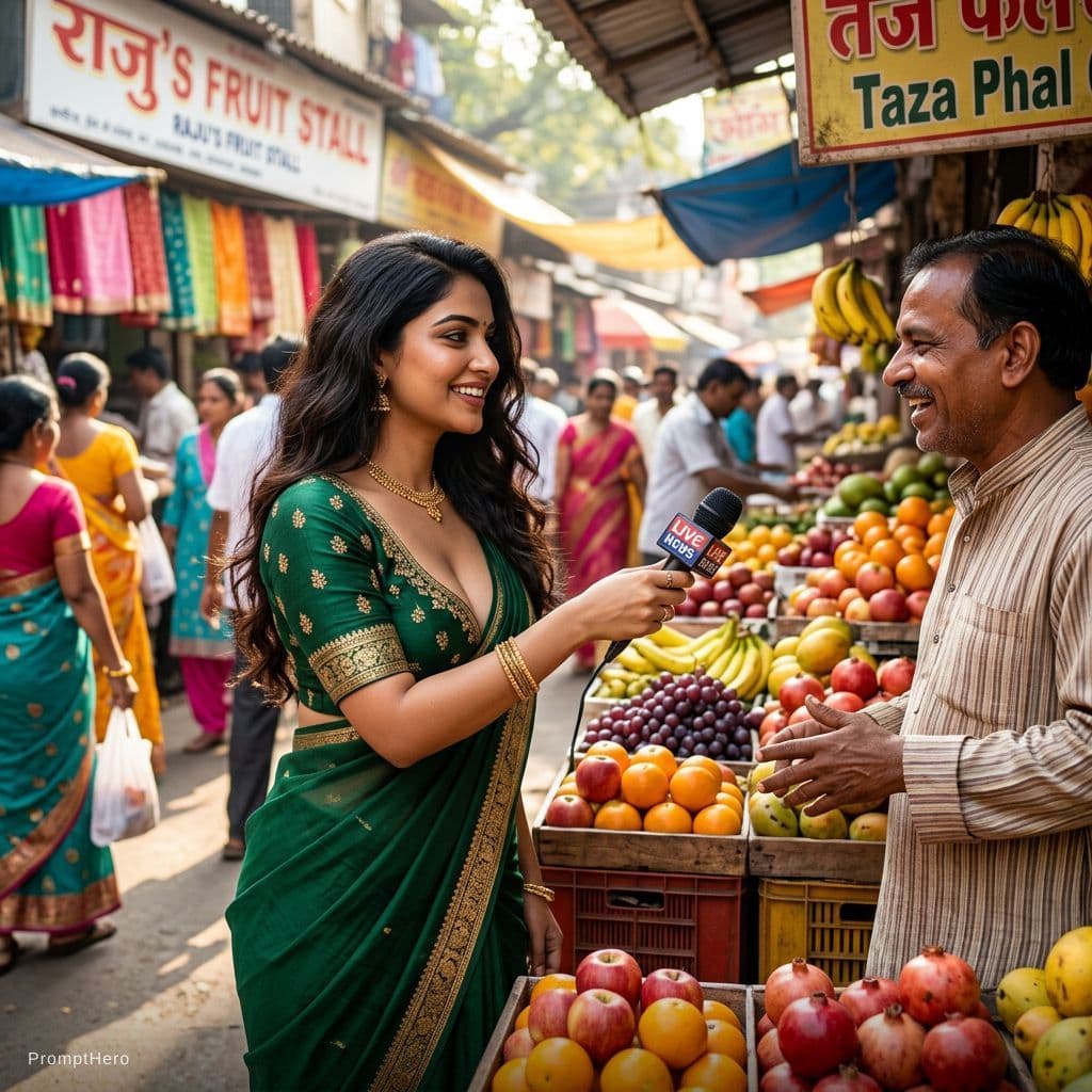 AI generated: A cheerful young girl named Vanya, a 25-year-old curvy Indian woman with a well-endowed figure, shar...