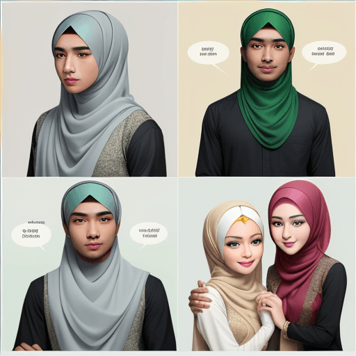 AI generated: create image of a malay man, a malay woman wearing long hijab, a malay boy, a malay girl with long h...