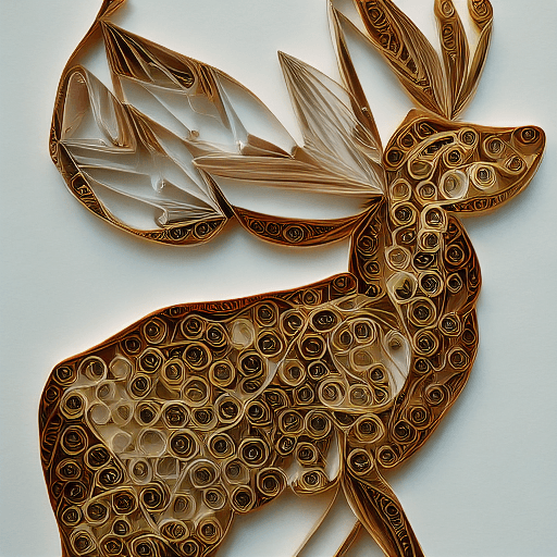 AI generated: paper quilling, paper cut art,paper illustration,deer in forest, one color, very detailed, 8k --upbe...
