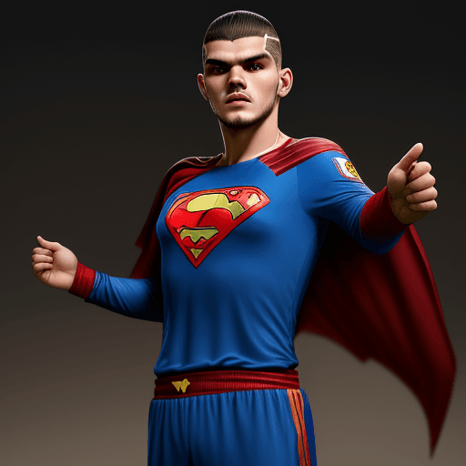 AI generated: Hyper realistic Galatasaray footballer Mauro Icardi dressed in a Superman costume