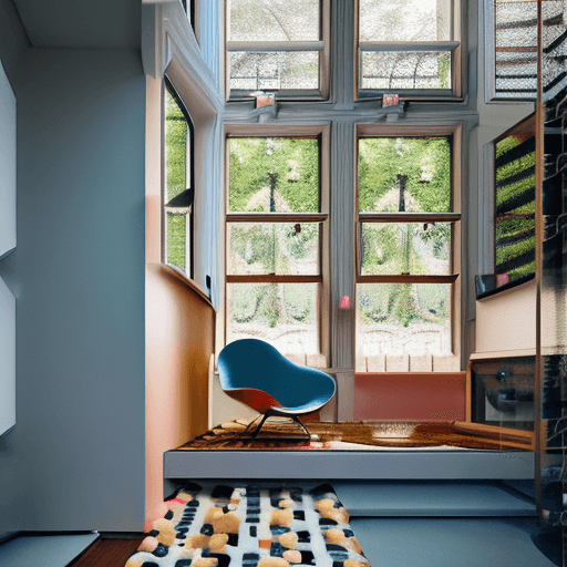 AI generated: High resolution photography interior design, dreamy sunken living room conversation pit, wooden floo...