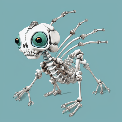 AI generated: "A friendly, stylized caterpillar with body segments resembling human joints and bones, equipped wit...