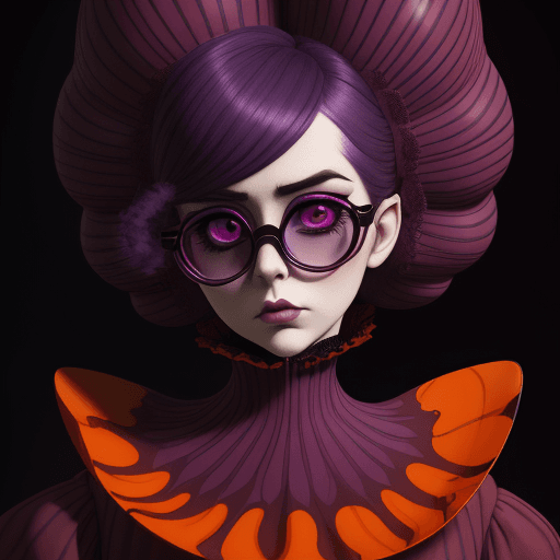 AI generated: cartoon castor glasses, purple, in the style of natalie shau, dark orange and red, junya watanabe, b...