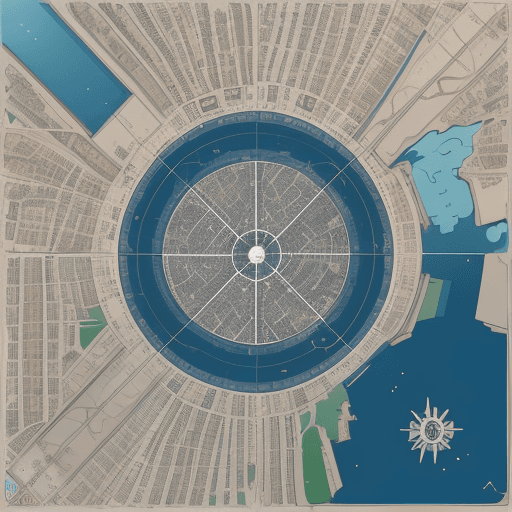 AI generated: city map, in the style of map, realistic satellite, top down view, vector graphics --ar 5:3