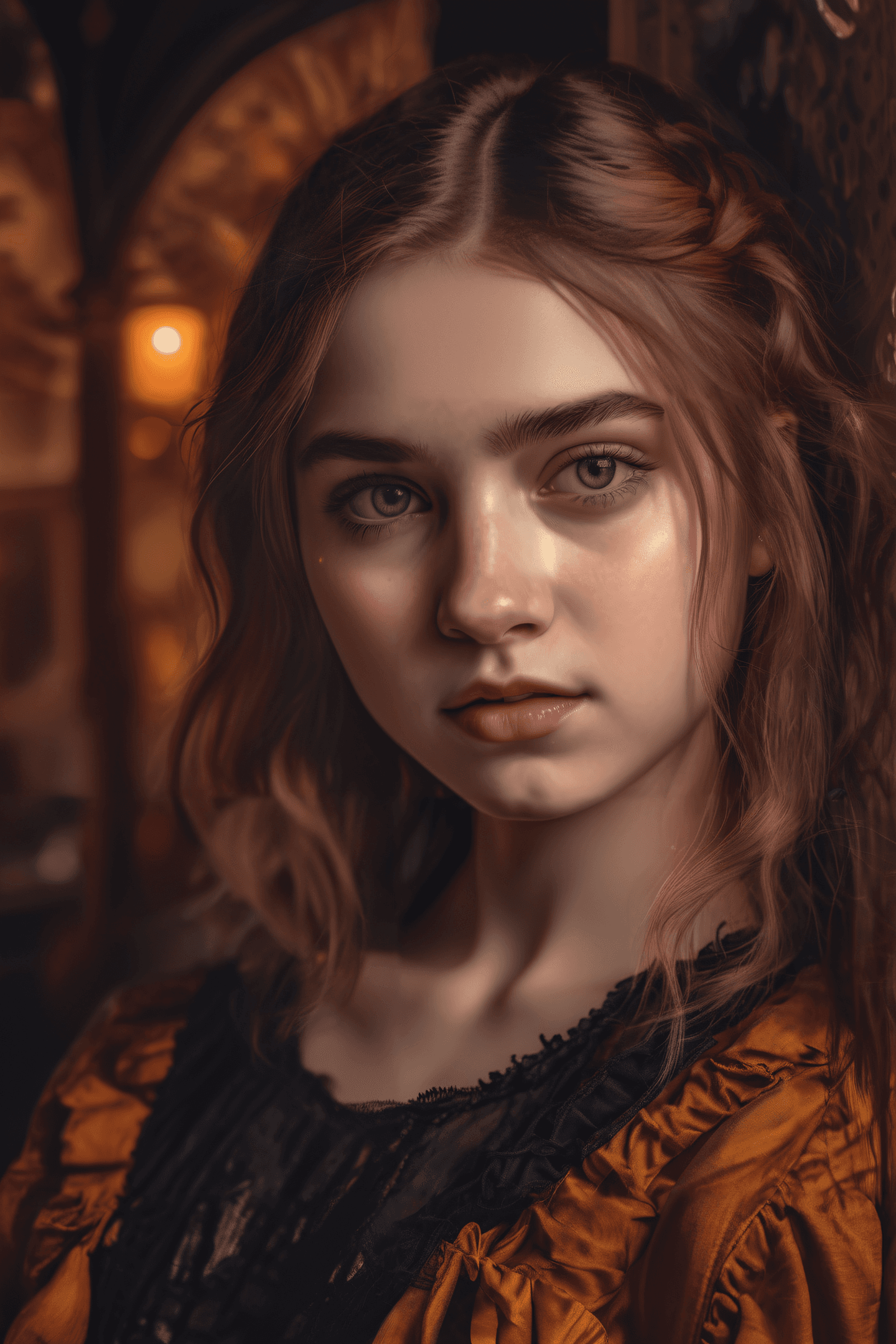 AI generated: Masterpiece, Best Quality portrait of a teenage girl, warm color palette, (gothic style:1.1), 8k, UH...