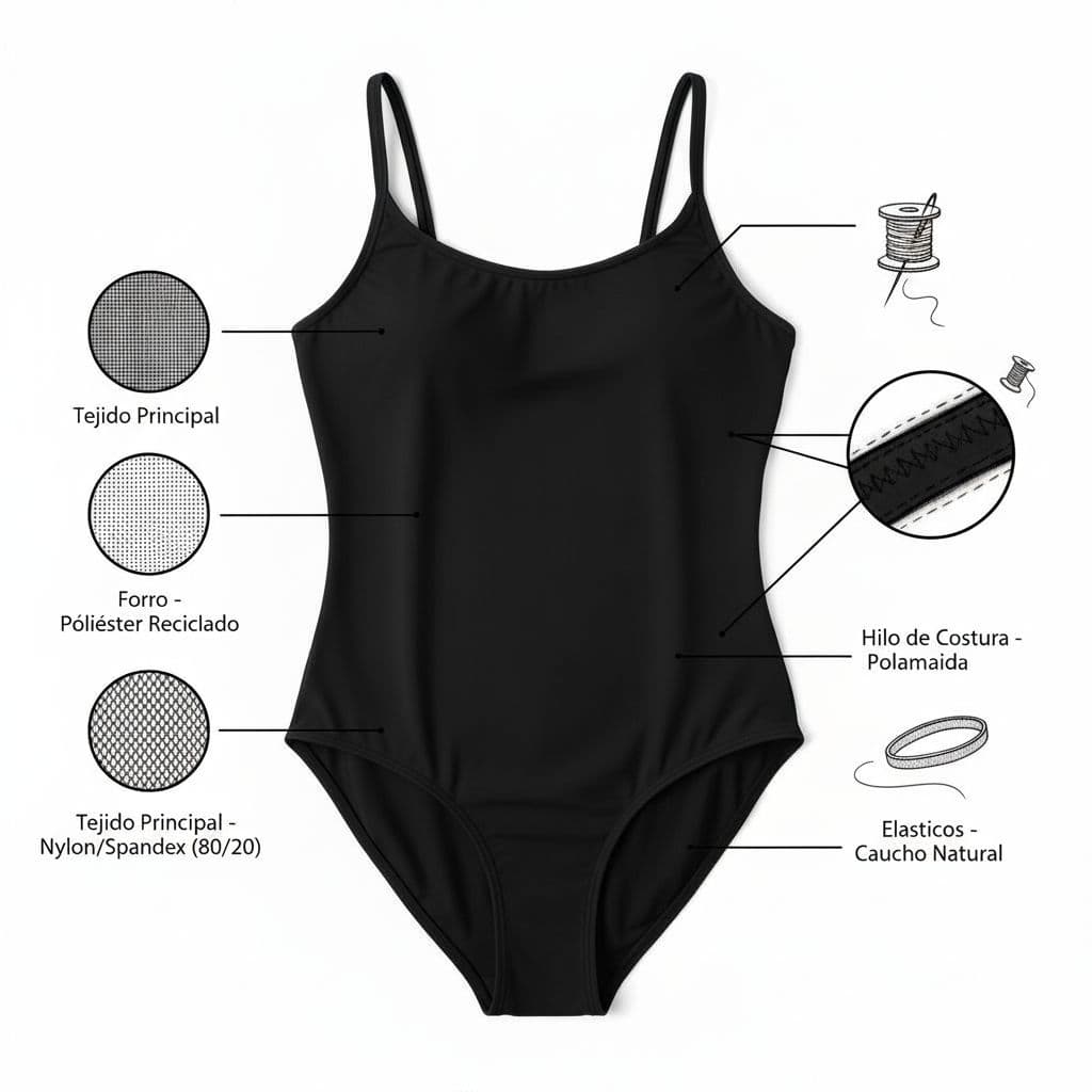 AI generated: créame una imagen de un bañador de mujer en un dibujo plano tipo sketch, quiero que el dibujo muestr...