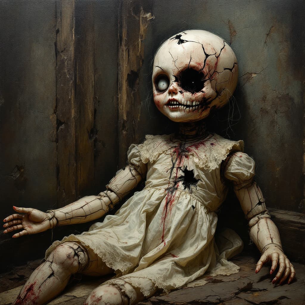 AI generated: An award-winning oil painting masterpiece of gothic horror, drenched in dread and decay, depicting a...