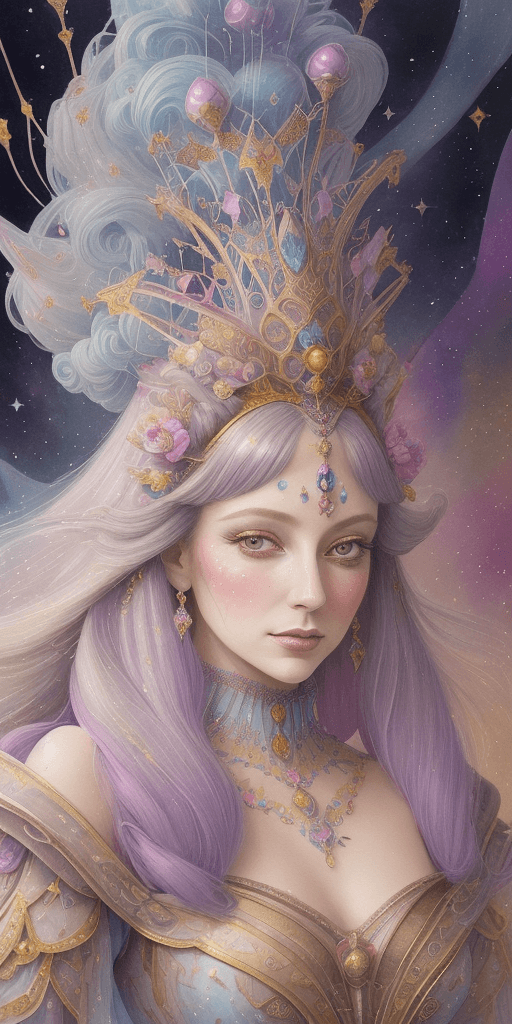 AI generated: A watercolor illustration of a Masterpiece close-up illustration of her highness the Intergalactic p...