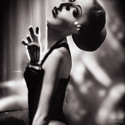 AI generated: RAW photo, low key, cinematic composition, Moulin Rouge, cabaret style, burlesque, photograph of a g...