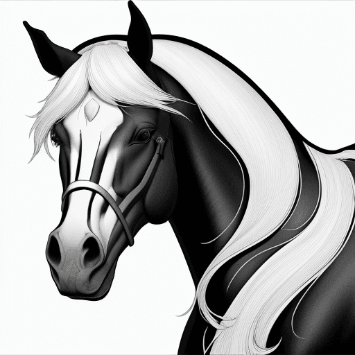 AI generated: horse, black lines white background, clean simple line art, no background, clean coloring book page,...