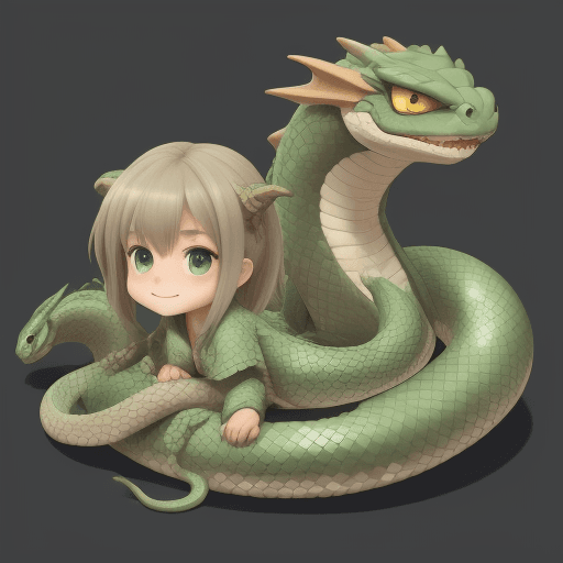 AI generated: Cute dragon and snake
