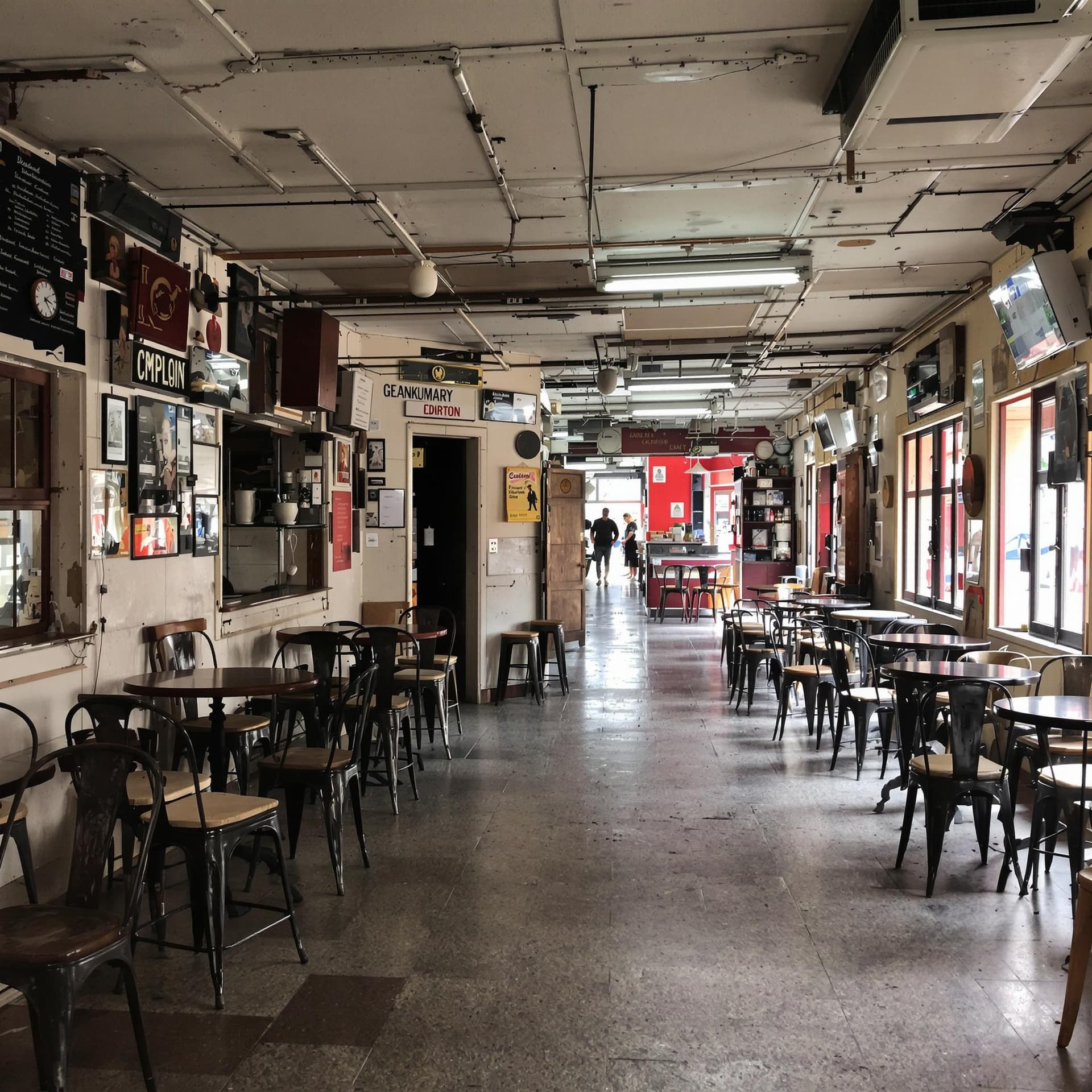 AI generated: photo of very old Indian restaurant from inside completely empty without any chairs or stools