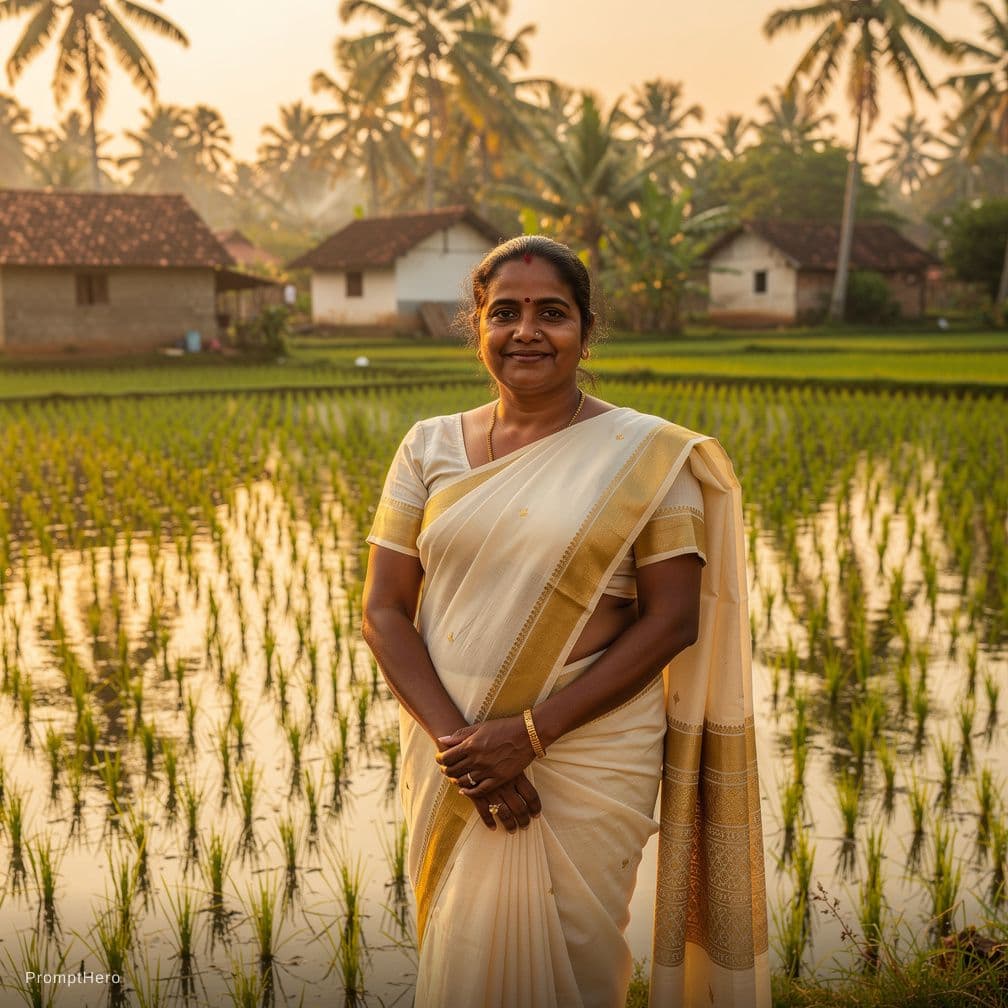 AI generated: Aunty mallu nude standing in a paddy field kerala village