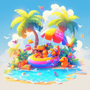 AI generated: An icon design, 3D, Travel icon, Adventure, Bright light, Exciting feeling, Vibrant colors, Tropical...
