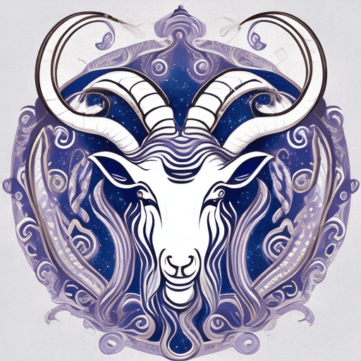 AI generated: Aries symbol shimmering fanciful style design on white background, masterpiece, high quality