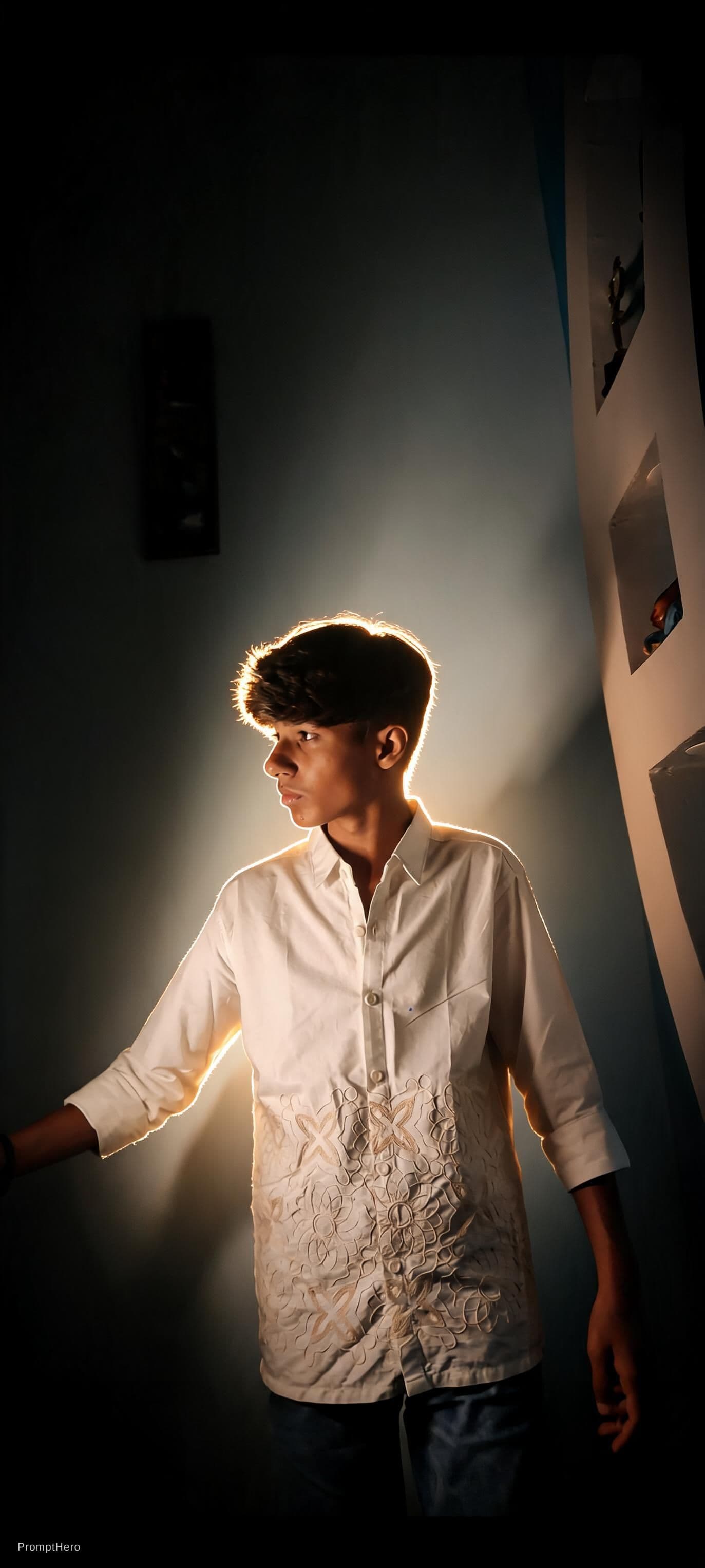 AI generated: Make this pic cinematic without changing background dress face body just cinematic lights 