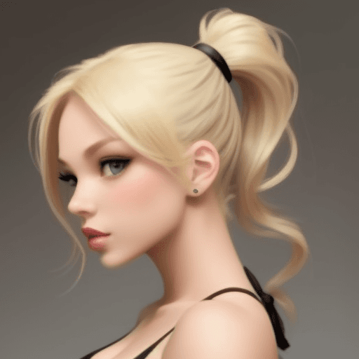 AI generated: seductive girl, blonde ponytail, 