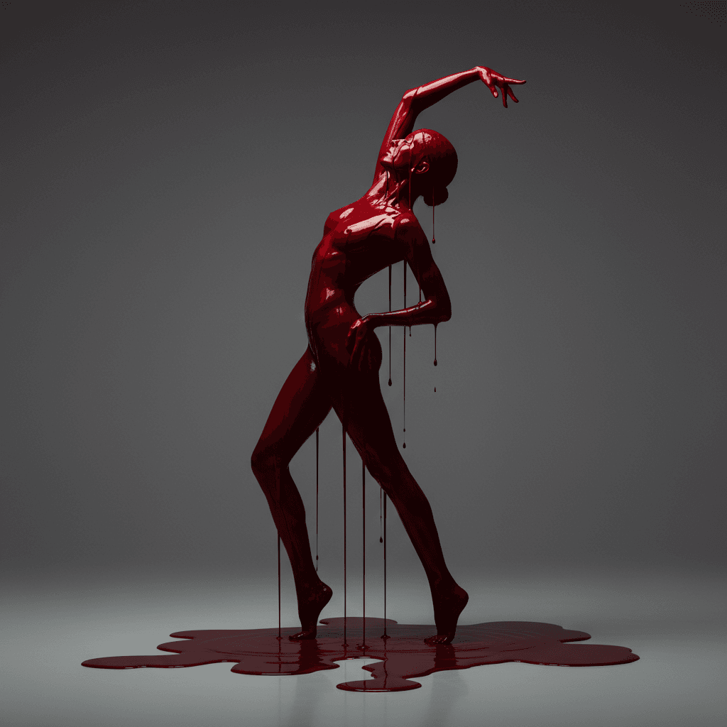 AI generated: A dramatic, high-contrast studio portrait of a woman standing in elegant side profile. Her body is a...