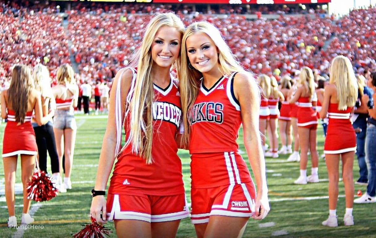 AI generated: Both girls  are cheerleaders