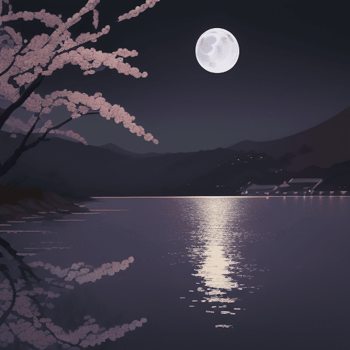 AI generated: A painting of a plum blossom with the moon in the background, inspired by George Lacom, James A. R. ...