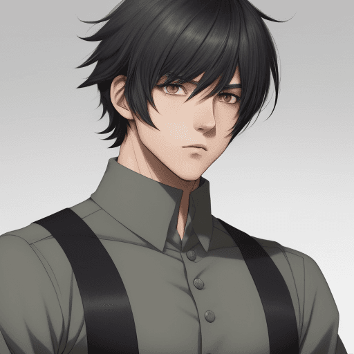 AI generated: anime character male ,he had a reasonably long, rounded face and sizable, expressive, gray eyes. His...