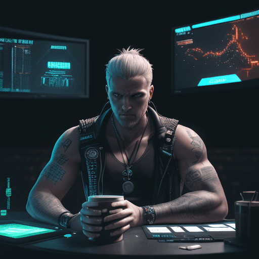 AI generated: The Trading room is digital art dim, with only the white light from the screens illuminating the roo...