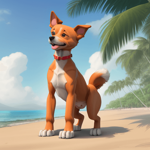 AI generated: Draw a dog standing on two legs like a human, The dog should maintain its canine facial features and...