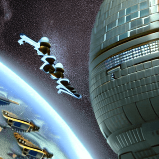 AI generated: protagonist spaceship, preparing for battle on New Earth, against the fallen ones, and their alien a...