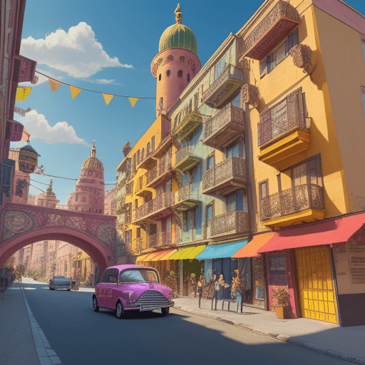 AI generated: a colorful building, in the style of intricate cityscapes, cartoon mis-en-scene, photo-realistic lan...