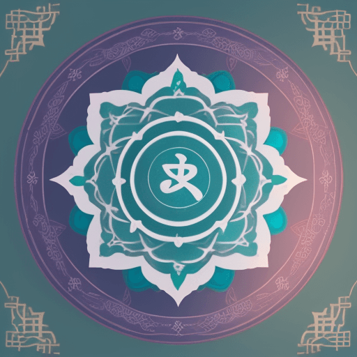 AI generated: meditation logo, zen calligraphy and a mandala background that has soft and harmonious colors, such ...