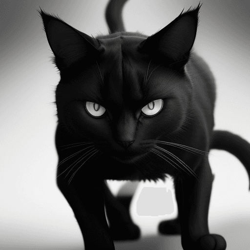 AI generated: Generate an intense black and white image of an exceptionally fierce cat. Envision the cat with a ga...