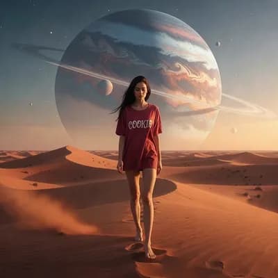 AI generated video: the woman  walks towards the camera. the camera zoom to barefoot