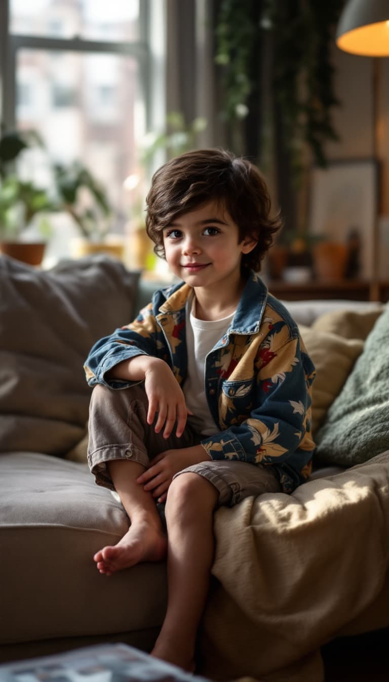 AI generated: a 4 year old joey tribbiaini from friends in a nyc apartment inspired by the show friends
