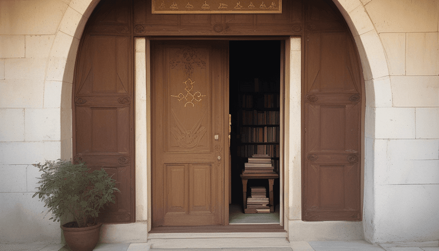 AI generated: Offering book at the door
