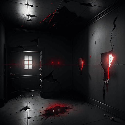 AI generated: wall with Bullet holes,black scratches،blood drops on wall, cinematic lighting, trending on artstati...