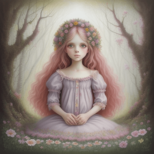 AI generated: molly Harrison style + NICOLETTA ceccoli 🪆🌸💕✨forest magical colorful flowers 