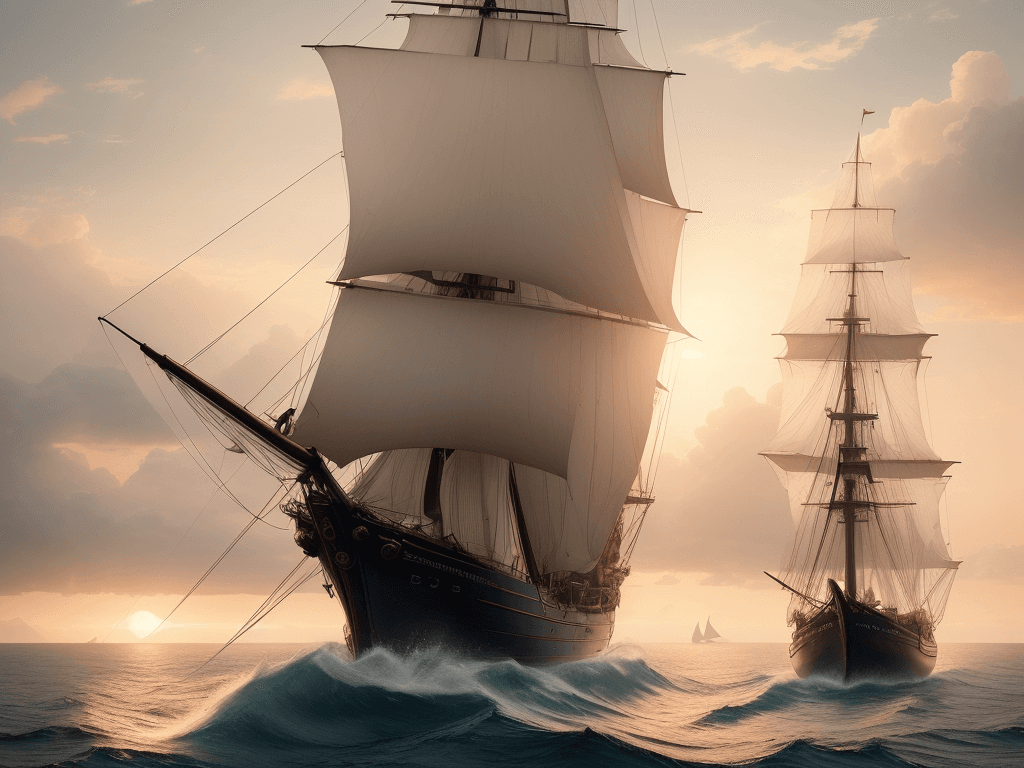 AI generated: Photo of a ultra realistic sailing ship, dramatic light, pale sunrise, cinematic lighting, battered,...