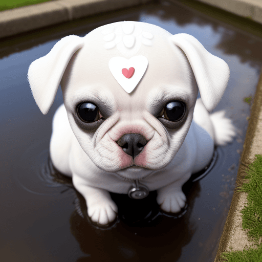 AI generated: rocco, little puddle dog, white, cute, black eyes and nose