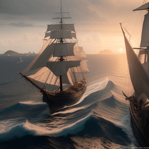 AI generated: Photo of a ultra realistic sailing ship, dramatic light, pale sunrise, cinematic lighting, battered,...