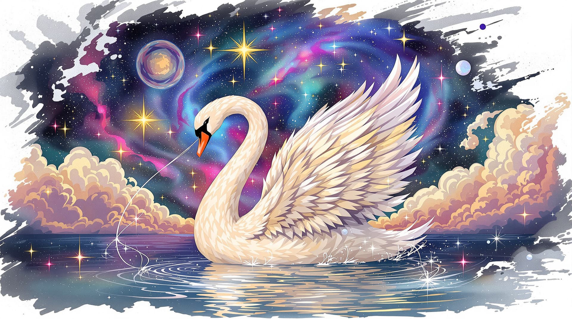 AI generated: Cosmic Swan
