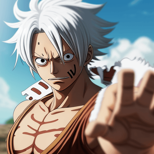 AI generated: One piece Luffy gear 5 white hair