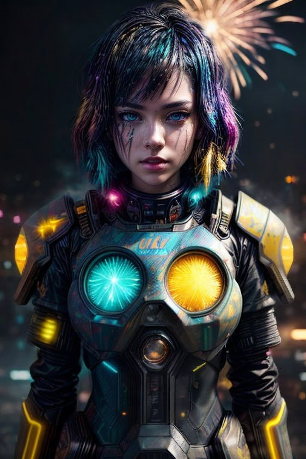 AI generated: by_Brandon_Woelfel, ((Acid colors dust particles, 64K, expressive brush strokes, deep yellow explosi...