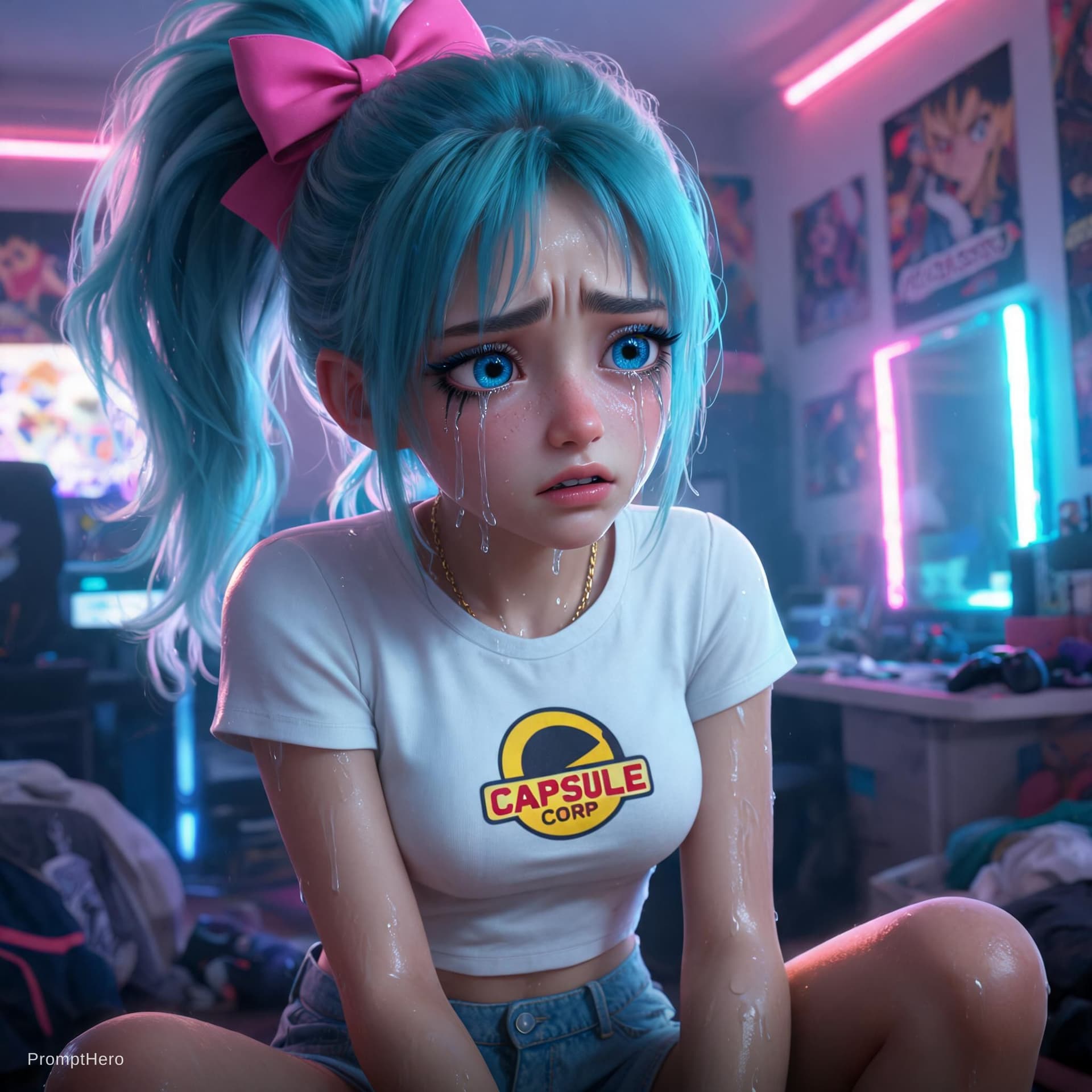 AI generated: Retrato de una chica anime con una expresión ultra detallada y emotiva, al estilo cinematográfico hi...