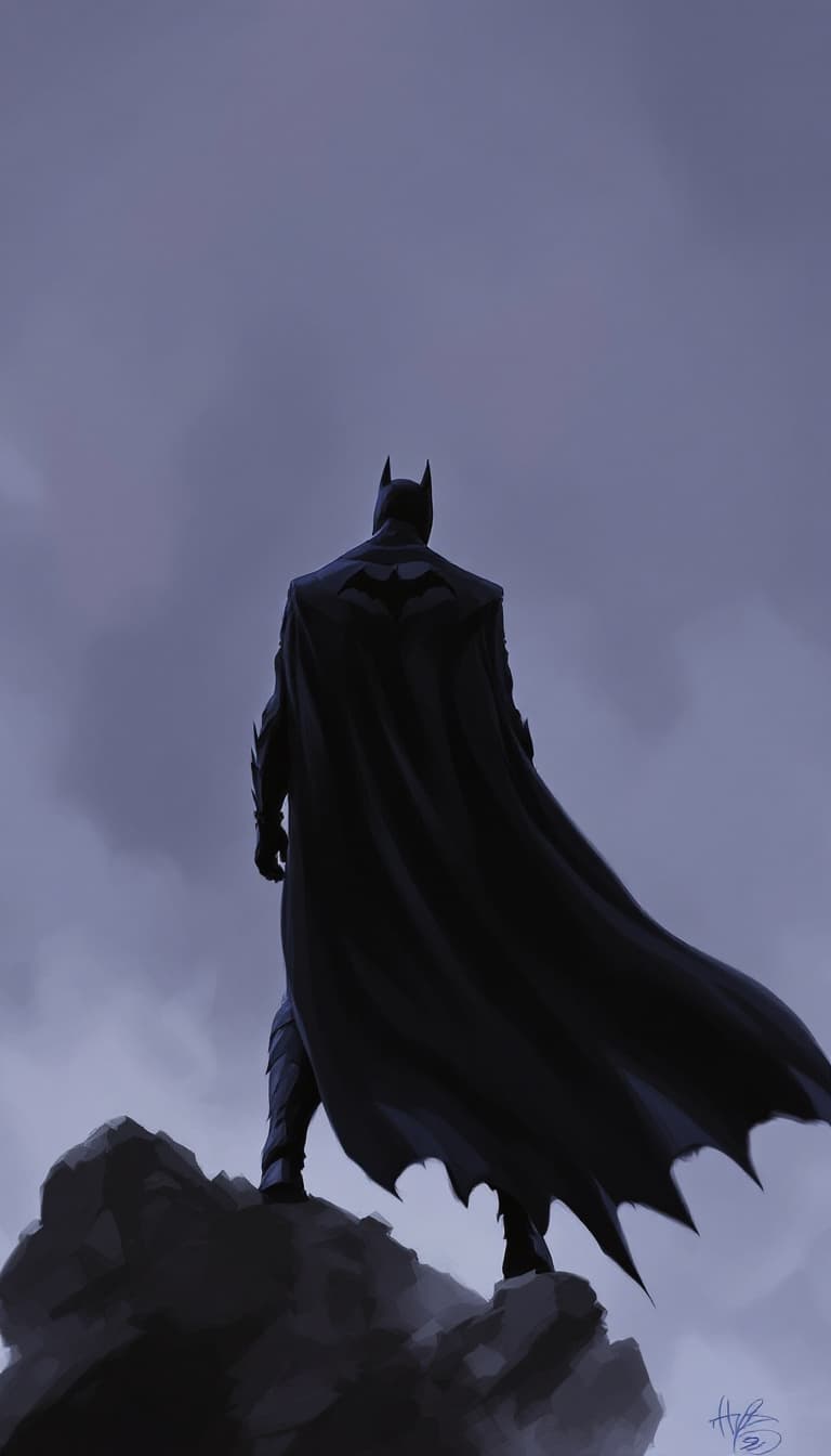 AI generated: digital painting of batman, comics art,, stylized, back view