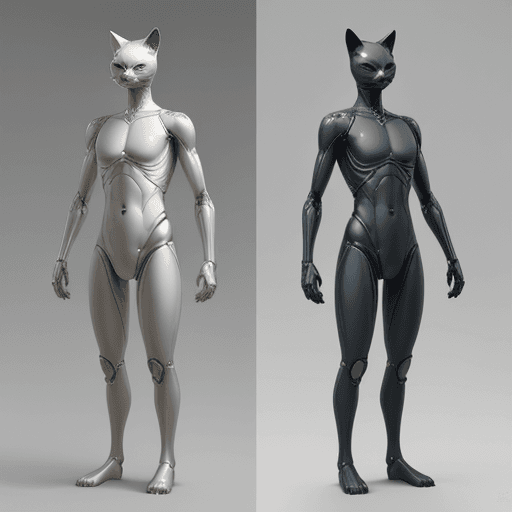 AI generated: (cat:0.8 AND male:1.3) head, anthropomorphic humanoid body, full body, high detail, commercial photo...