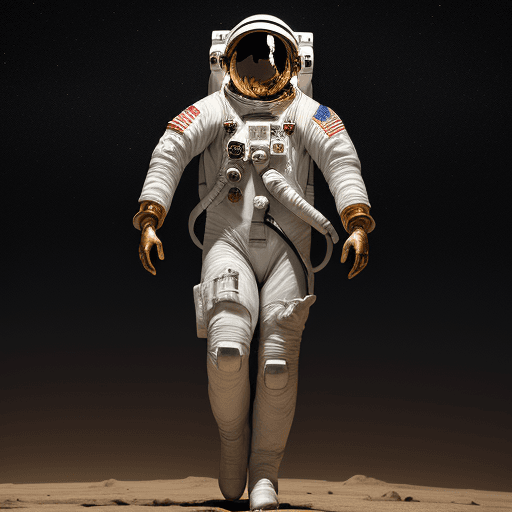 AI generated: an astronaut wearing a helmet painted, Walking on blooming roses, full body, militaristic realism, h...