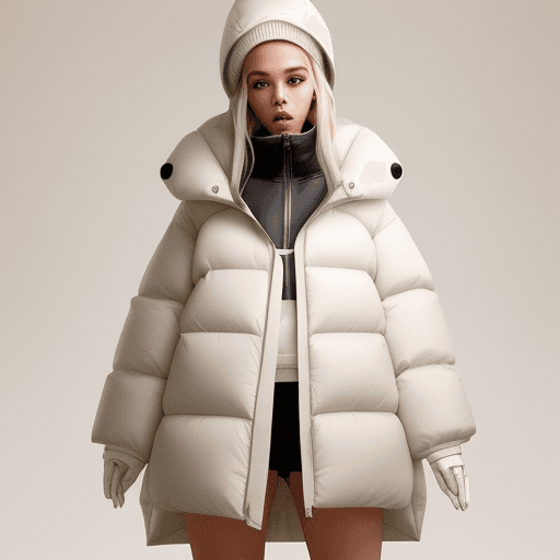 AI generated: The woman in the photo is standing against a beige background, a Tumblr personality. Her outfit cons...