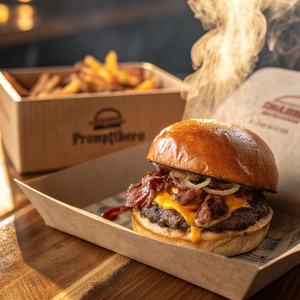 AI generated: A hyper-realistic close-up photo of a delicious smash burger with melted cheese, caramelized onions,...