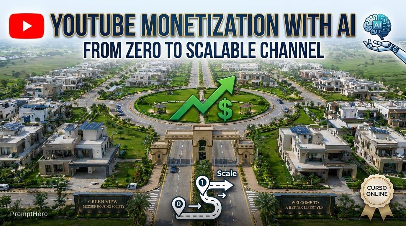 AI generated: Crea un Thumbnail profesional de este curso: "YouTube Monetization with AI: From Zero to Scalable Ch...